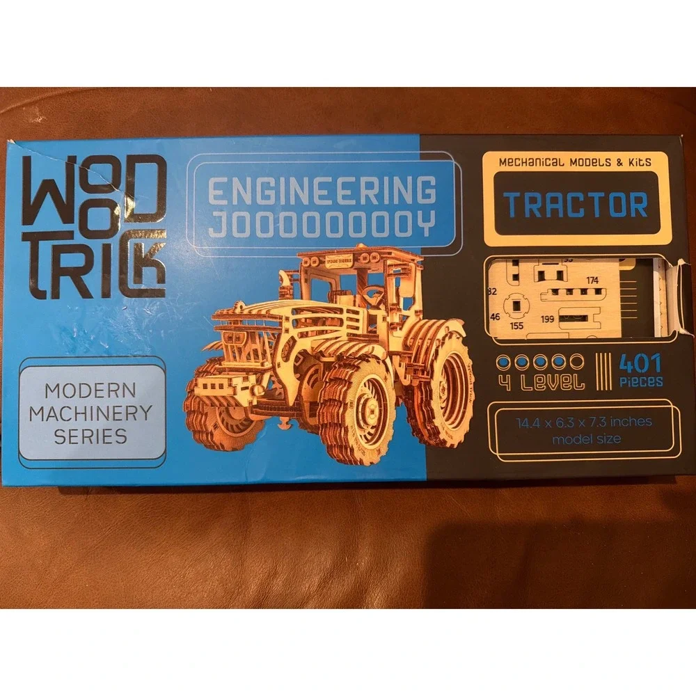 Wood Trick Tractor 3D Wooden Puzzle Mechanical Model Kit 401pc New Sealed